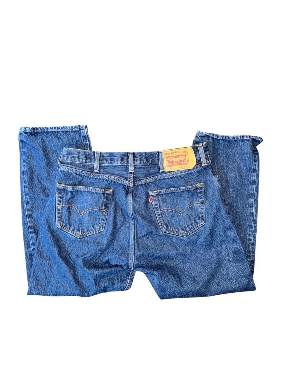 Levi’s 501 Original Button Fly Dark Wash Straight Leg Jeans Men’s 38x30 - Picture 3 of 16